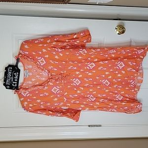 Mud Pie Tunic Top M Orange White Pink